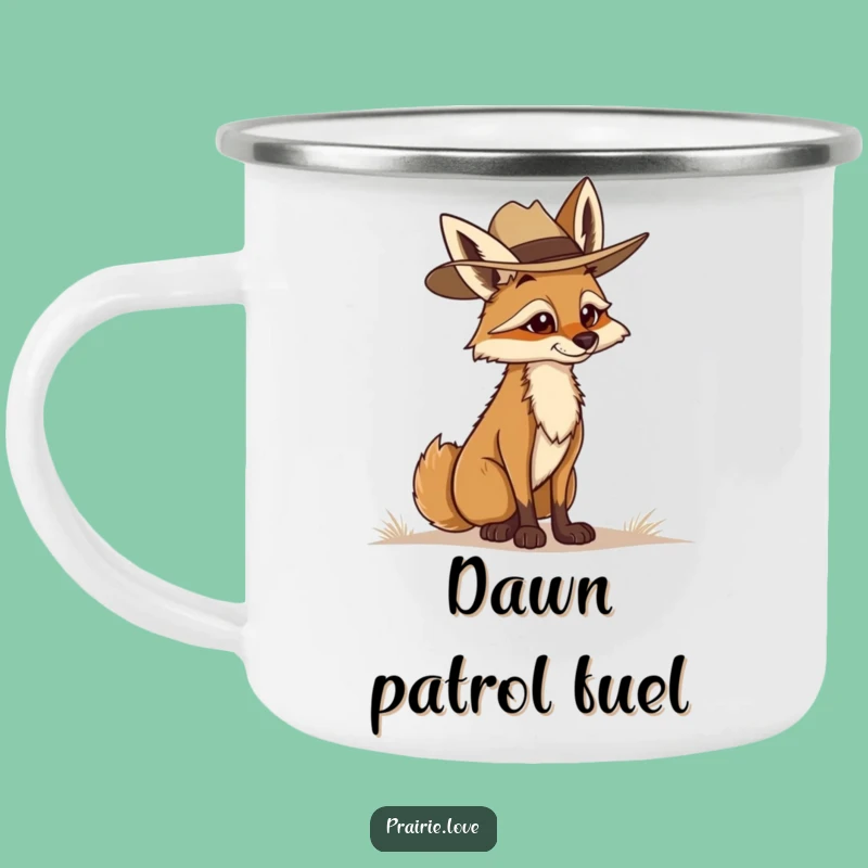 Funny Coyote Camping Mug: Ranger Enamel Cup, Perfect Outdoor Watchful Funny Gift