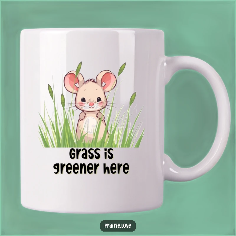 Funny Mouse Peeking Mug Gift: Adorable Prairie Grass Mouse for Nature Lovers