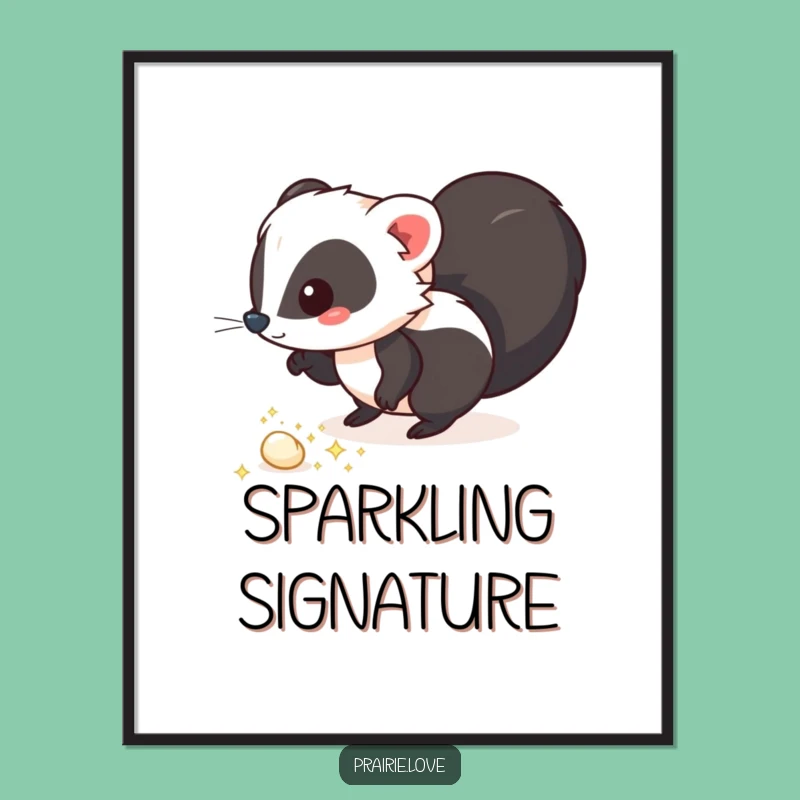 Funny Skunk Digital Print: Sparkling Puffs Art, Instant Funny Gift