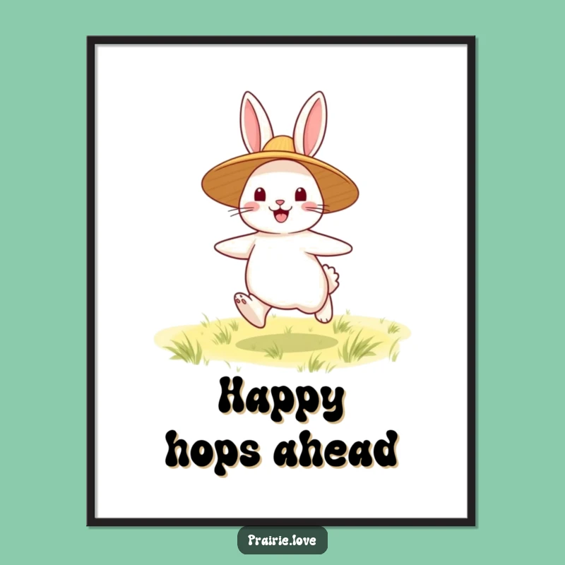 Funny Rabbit Digital Art: Happy Hopper Downloadable Print, Perfect Funny Gift