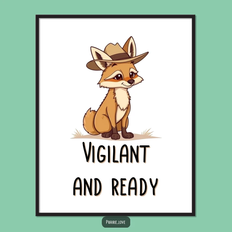 Funny Coyote Digital Art: Determined Ranger Downloadable Print, Perfect Funny Gift