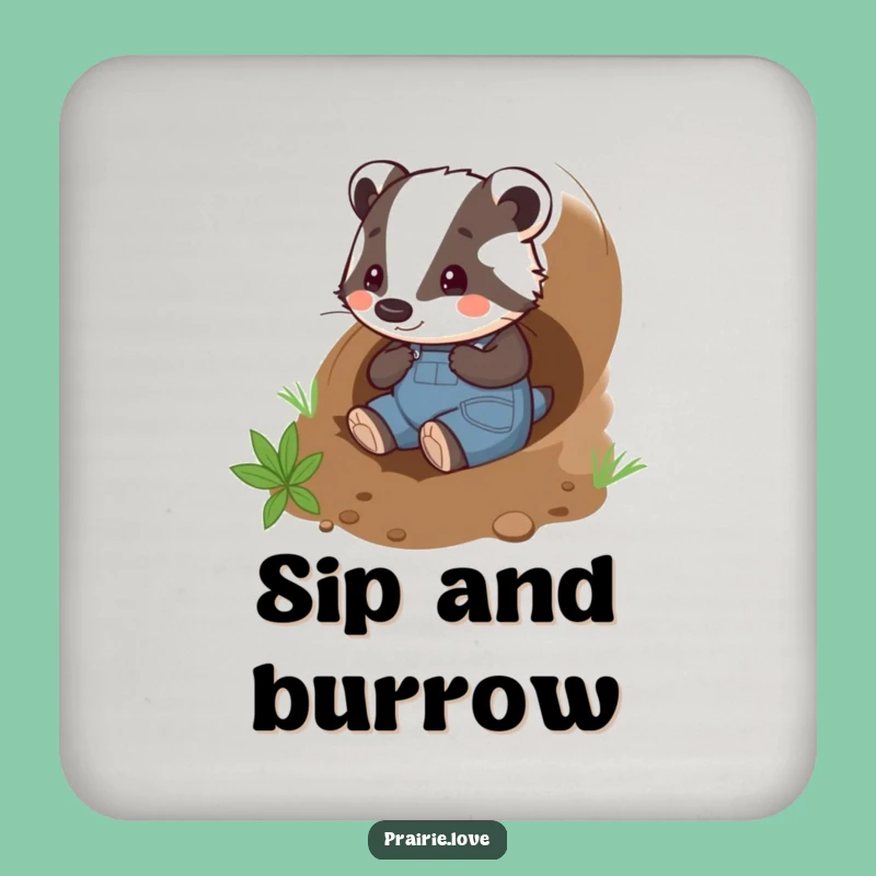 Funny Badger Gardener Coaster: Playful Tunneler, Cute Funny Gift