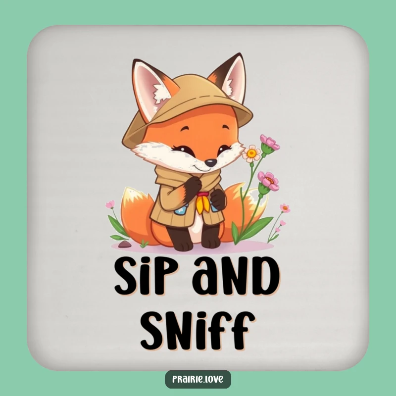 Funny Scout Fox Coaster: Protect Surfaces with Curious Explorer Decor, Funny Gift