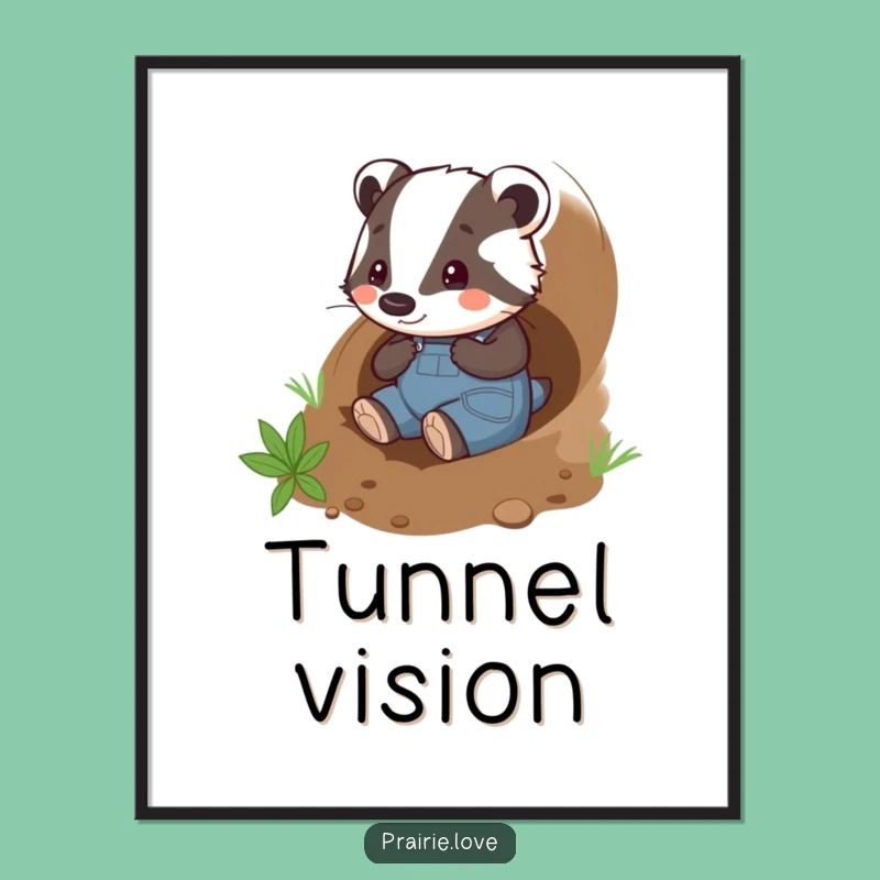 Funny Badger Gardener Poster: Playful Tunneler Art, Whimsical Funny Gift