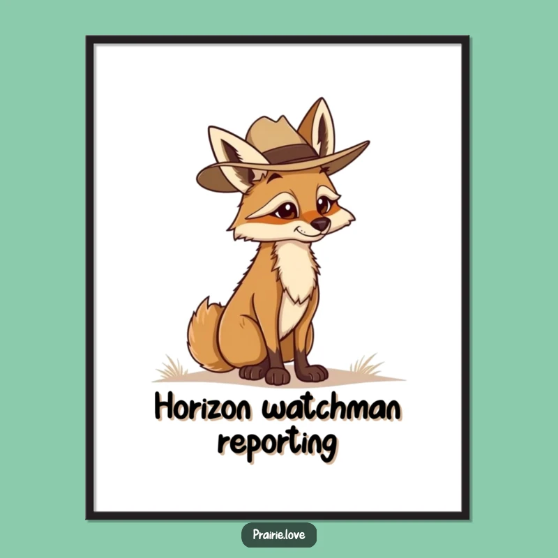 Funny Coyote Poster: Determined Ranger Wall Art, Inspiring Funny Gift