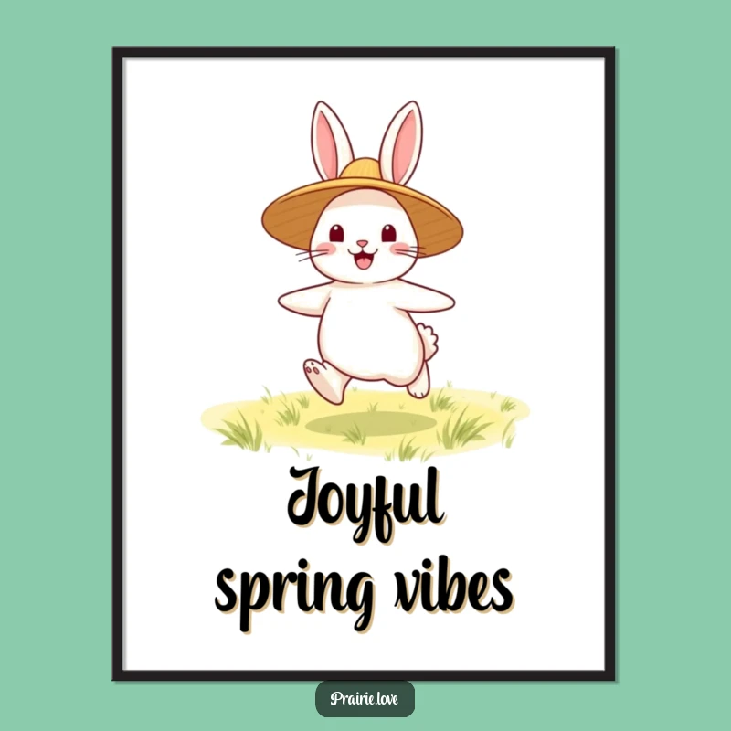 Funny Rabbit Poster: Cheerful Hopper Wall Art, Whimsical Funny Gift for Home