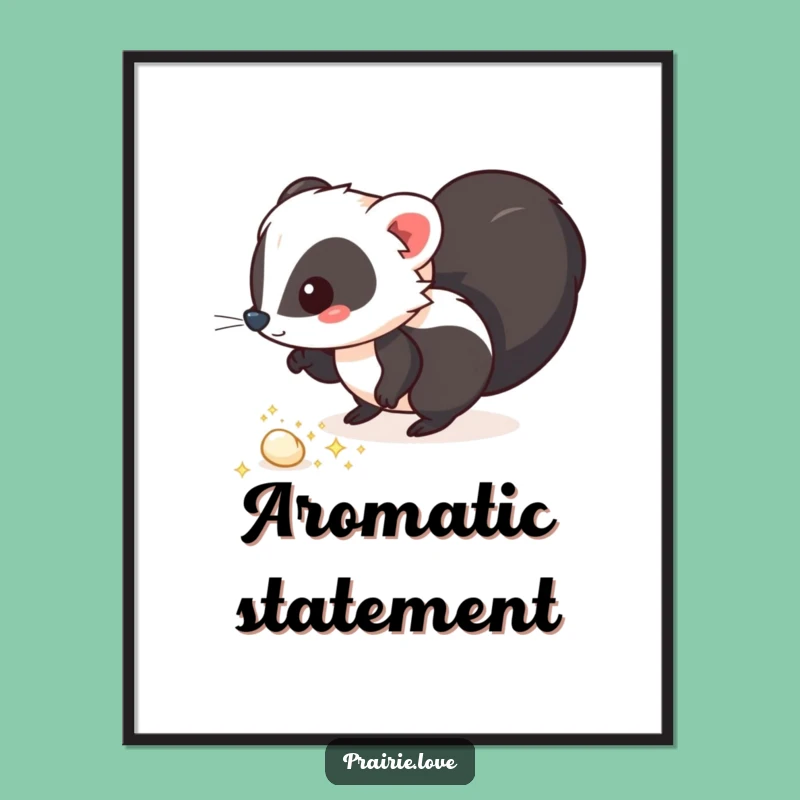 Funny Skunk Art Poster: Sparkling Puffs Scene, Unique Funny Gift