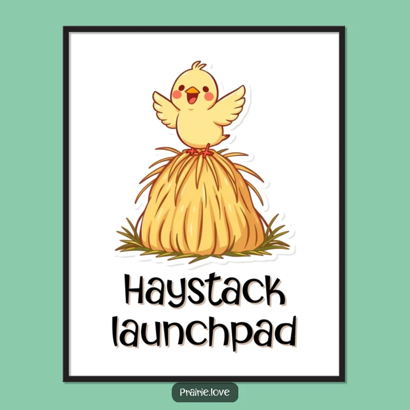Funny Bird Art Poster: Haystack Flight Icon, Charming Funny Gift