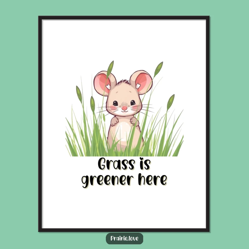 Funny Free Printable Wall Art: Cute Mouse Peeking, Whimsical Downloadable Decor