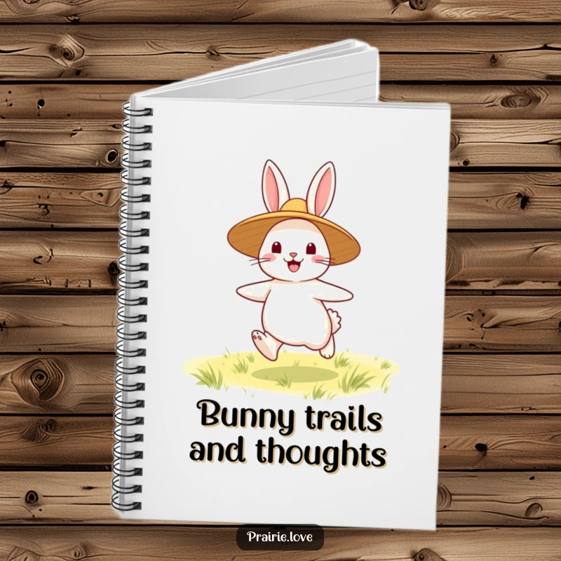 Funny Rabbit Notebook: A happy rabbit in a straw hat, perfect for jotting down notes or creative ideas with a smile.