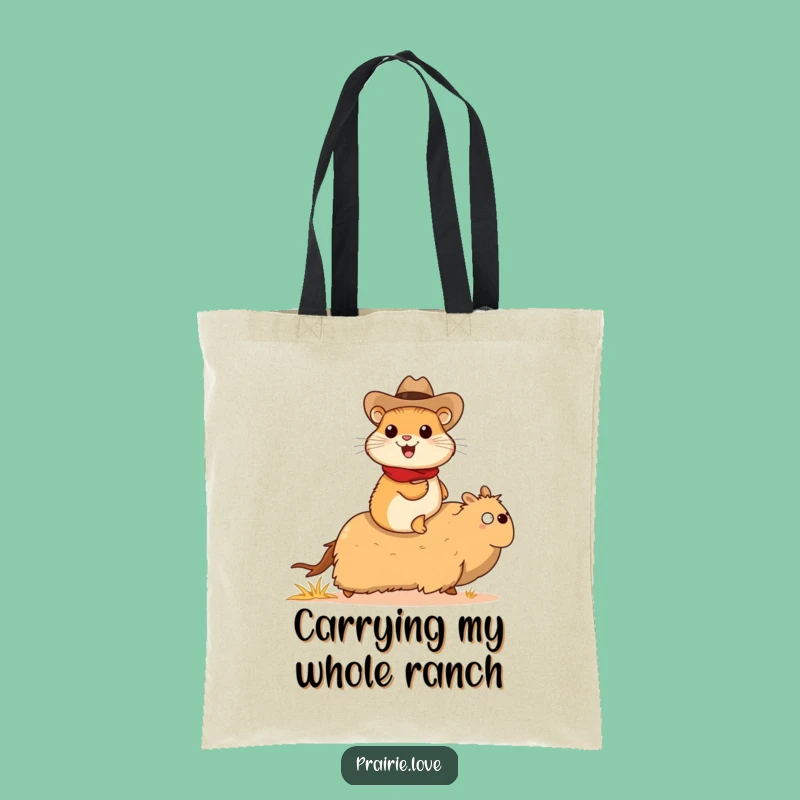 Funny Prairie Dog Cowboy Tote Bag: Tumbleweed Rider, Practical Funny Gift