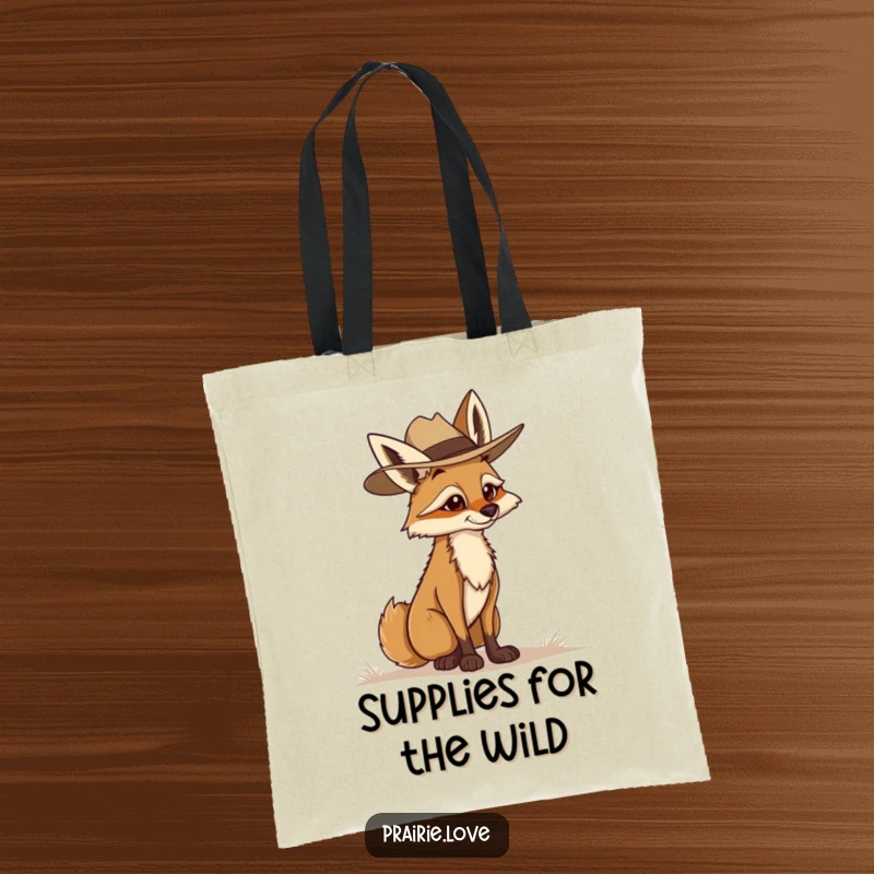 Funny Coyote Ranger Tote Bag: A determined coyote in a ranger hat surveying the land, ideal for carrying supplies with a watchful vibe.